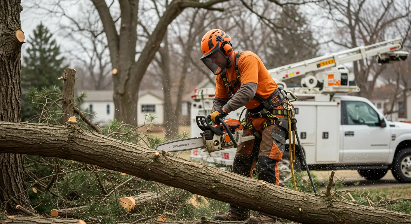 Tree trimming work by Omaha Tree Experts in Bellevue NE