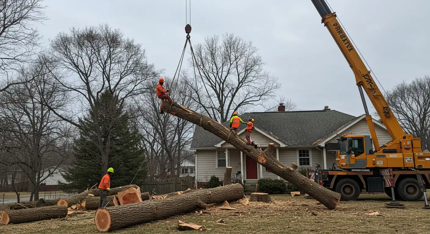 arborist in omaha removing tree with crane